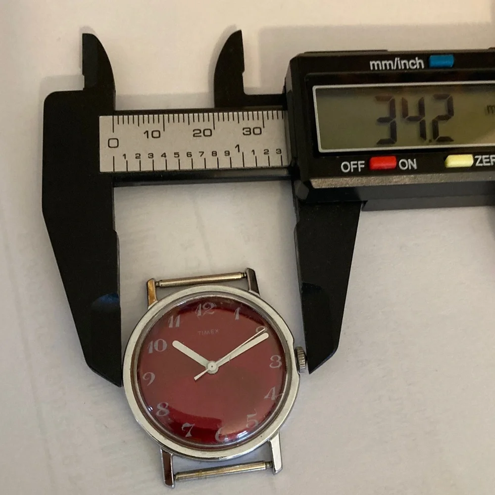 Vintage Timex Red dial watch, Parts or Restore, crown does not wind
